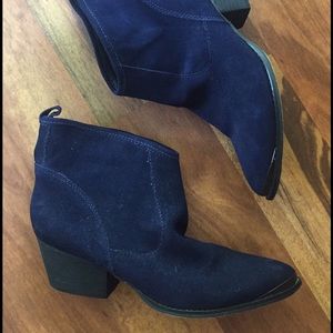 Blue suede booties