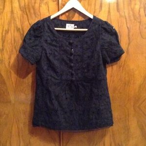 Juicy Couture Black Eyelet Top