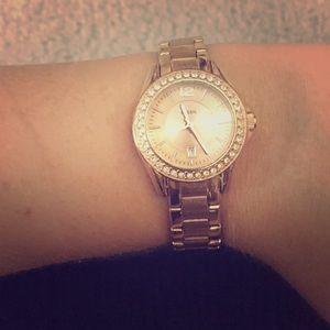 Rose Gold with Crystal Embellishment Fossil Watch