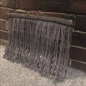 Zara Fringe & Beaded Clutch