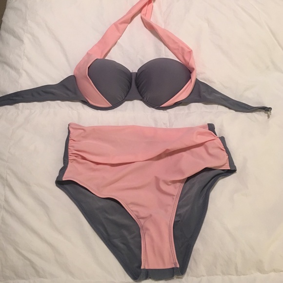 NWOT Gray and pink bikini