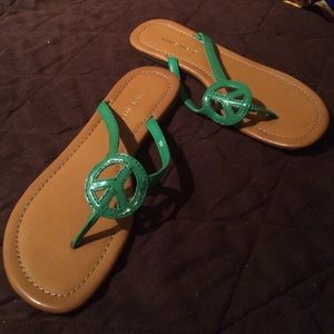 PEACE Sign Nine West Flip Flops