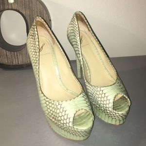Brian Atwood Snakeskin Platforms