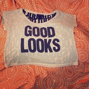 "Good looks" material girl crop top