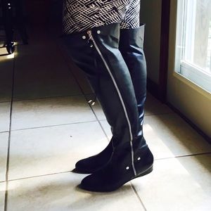 Jessica Simpson Over the Knee Black Leather Boots
