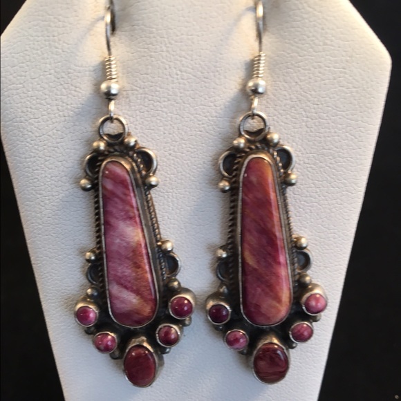 Navajo Spiny Oyster & Sterling Silver Earrings