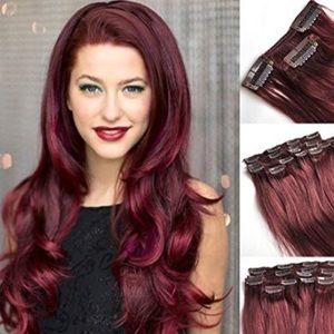 Red/ burgundy 18 inch hair extensions human hair