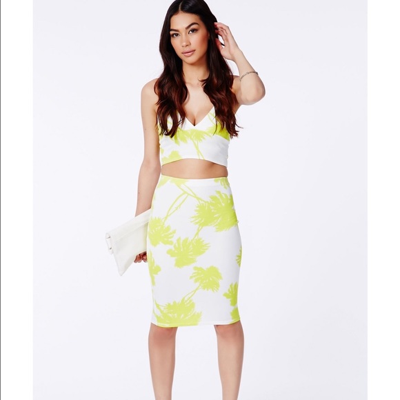 Daliah neon green bralete and long skirt