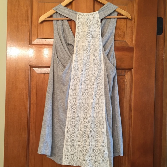 Banana Republic grey tank with lace back