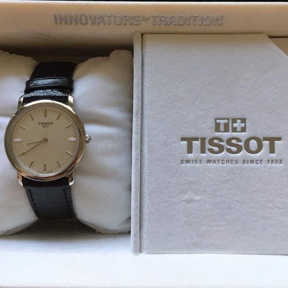 Men's Black Leather Tissot Swiss Watch