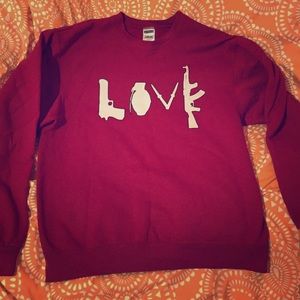 LOVE gun maroon sweatshirt
