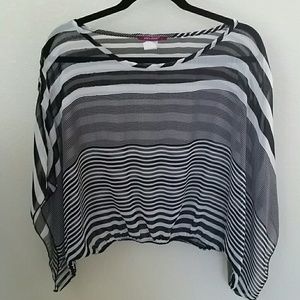 See-through top with stripes