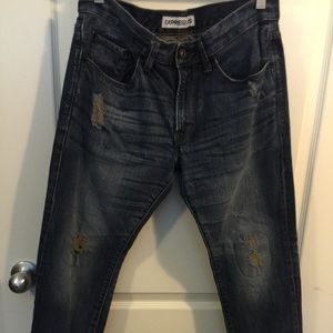 Express dark denim.