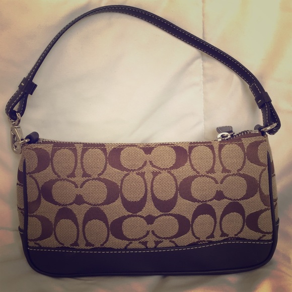 Coach canvas leather demi pouch clutch bag