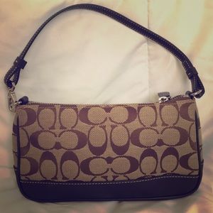 Coach canvas leather demi pouch clutch bag