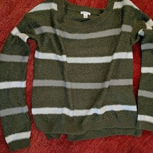 Closet Clearance! Brass Plum Striped Nubby Sweater