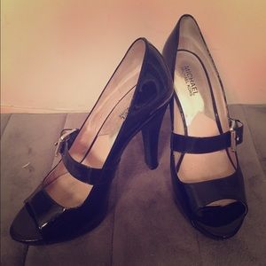 Like new Michael Kors patent peep toe Mary Janes