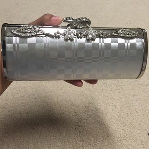 Silver clutch purse