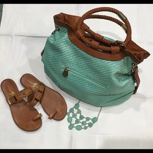 Brown and Teal Satchel