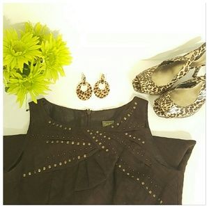 Brown Textured Print Dress