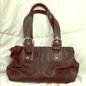 Coach black leather satchel bag
