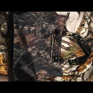 Camo & shiny black leather purse