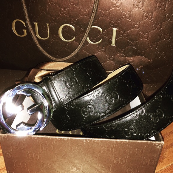 Gucci GG GUCCISSIMA Black Leather Belt US 32-36