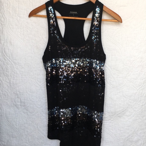 💜Express Black and Silver Sequin Tank Top