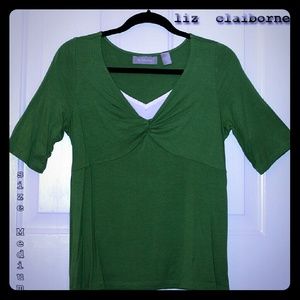 W😎W! 🆕 price🌳$ilky Green top, white inset🌳