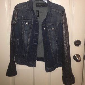 Express Denim Jacket with accented sleeves!
