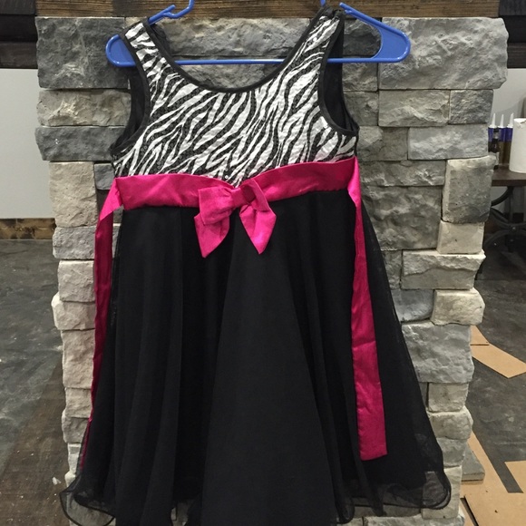 Girls zebra print sequin top dress