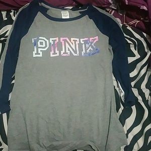 Vs pink baseball tee