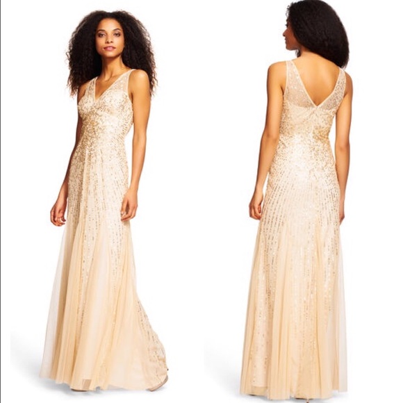 NWT Gold Adrianna Papell Gown