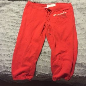Red Abercrombie mid calf sweatpants (Size: XS)