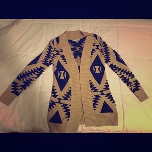 Maurice's Aztec Cardigan Tan & Black