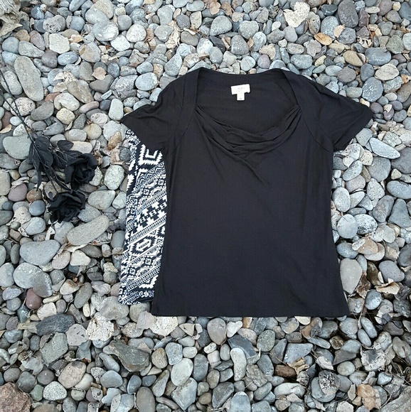 **SOLD**Ann Taylor Loft Swooping Black Dress Shirt - Picture 3 of 4