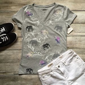 {Style & Co.} Embellished Elephant V-Neck Shirt