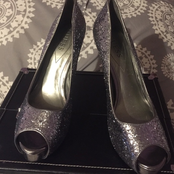 Silver Sparkly heels (8.5) by Guess