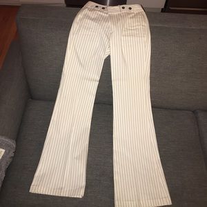 Club Monaco wide leg trousers. White pinstripe