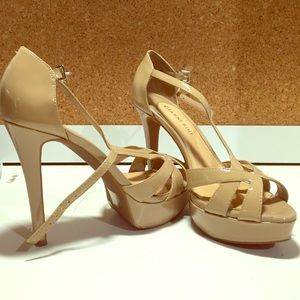 Tan Patent Leather Strappy Heels