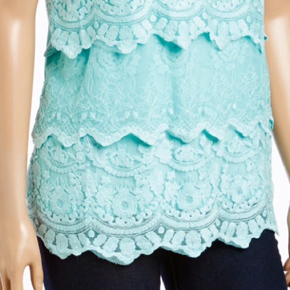 Plus- Simply Irresistible Mint Tiered Lace Tank - Picture 2 of 3