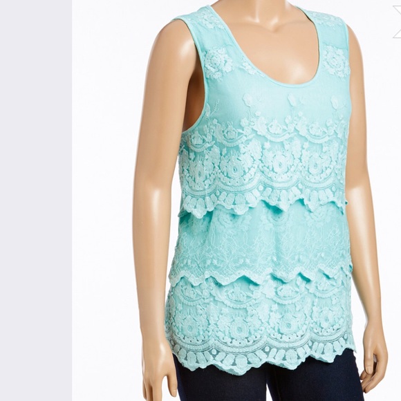 Plus- Simply Irresistible Mint Tiered Lace Tank - Picture 3 of 3