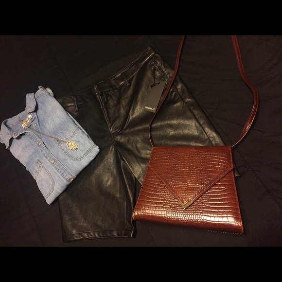Faux Leather Bermuda Shorts