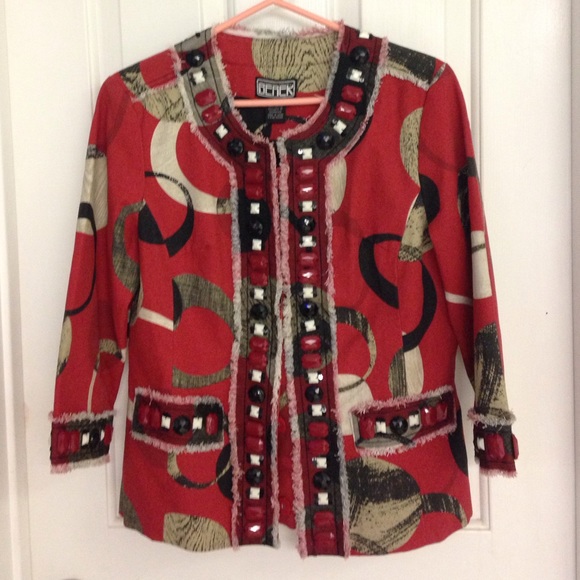 Women's red and black chair jacket by Berrick PL