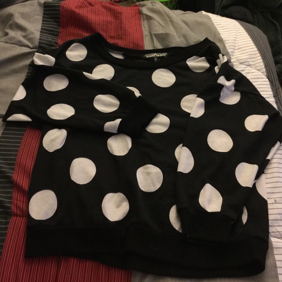 Black and white polka dot sweater w/ roselace back