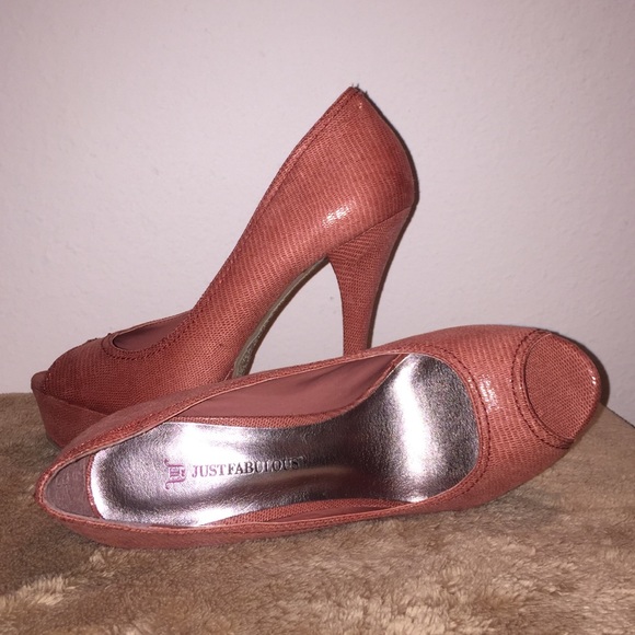 JustFab orange peep toe high heels - Picture 1 of 4