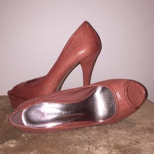 JustFab orange peep toe high heels