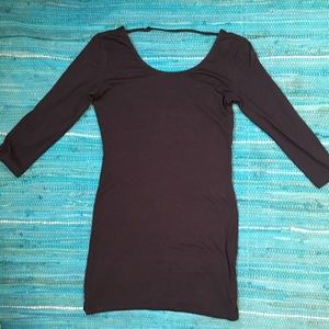 3/4 Sleeve Black Mini Dress