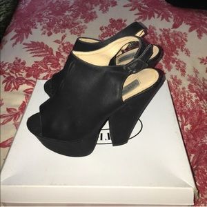 Steve Madden Gaby Wedge Platform Black Sz 7.5