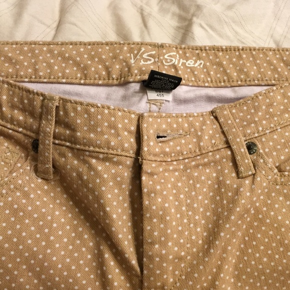 VS siren tan and white polka dot capris
